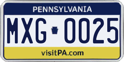 PA license plate MXG0025
