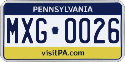 PA license plate MXG0026