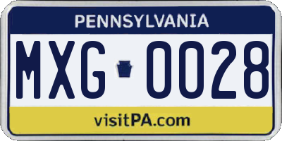 PA license plate MXG0028