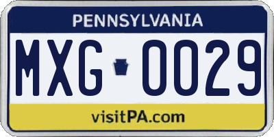 PA license plate MXG0029