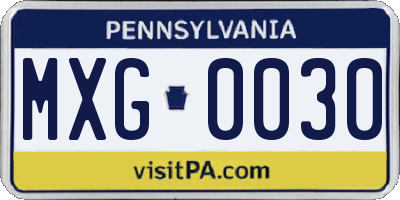 PA license plate MXG0030