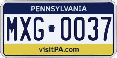 PA license plate MXG0037