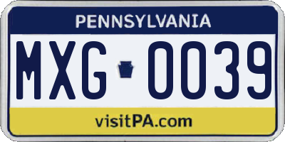 PA license plate MXG0039