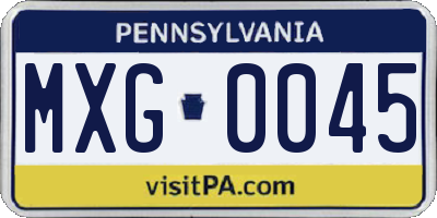 PA license plate MXG0045
