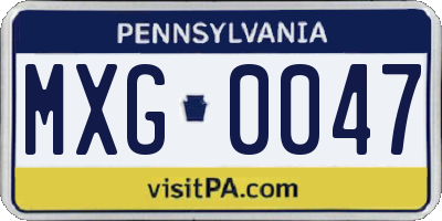 PA license plate MXG0047