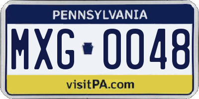 PA license plate MXG0048