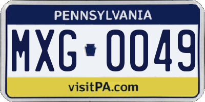 PA license plate MXG0049