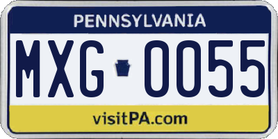 PA license plate MXG0055