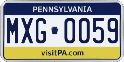 PA license plate MXG0059