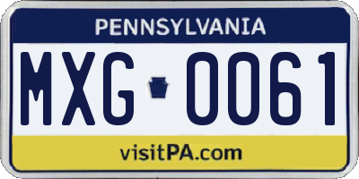 PA license plate MXG0061