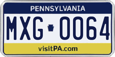 PA license plate MXG0064