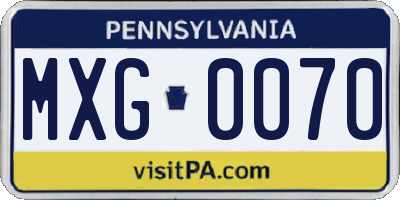 PA license plate MXG0070