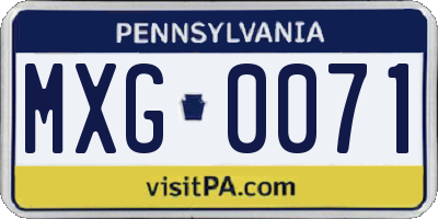 PA license plate MXG0071