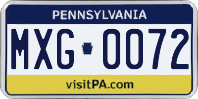 PA license plate MXG0072