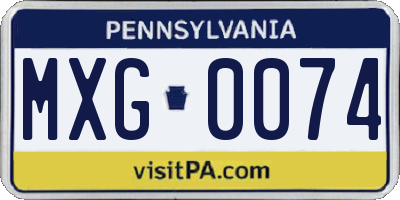 PA license plate MXG0074