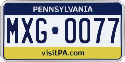 PA license plate MXG0077