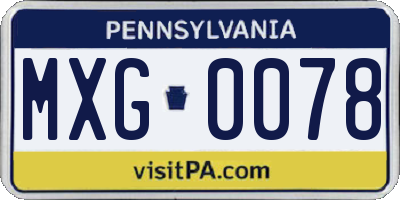 PA license plate MXG0078