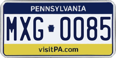 PA license plate MXG0085