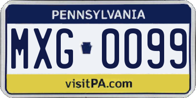 PA license plate MXG0099