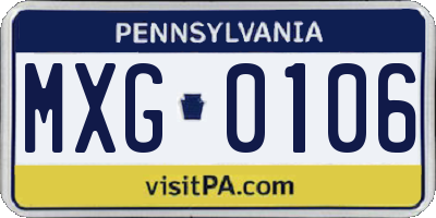 PA license plate MXG0106