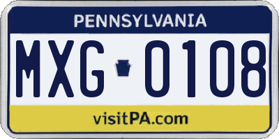 PA license plate MXG0108