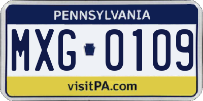 PA license plate MXG0109