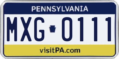 PA license plate MXG0111