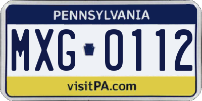 PA license plate MXG0112