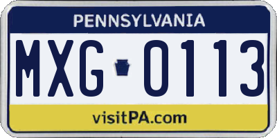 PA license plate MXG0113