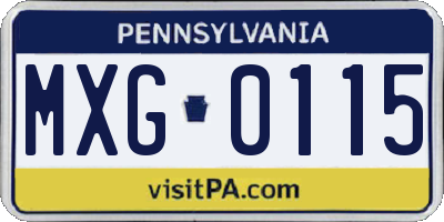 PA license plate MXG0115