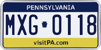 PA license plate MXG0118