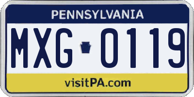 PA license plate MXG0119