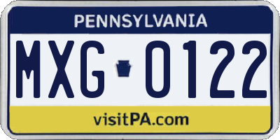 PA license plate MXG0122