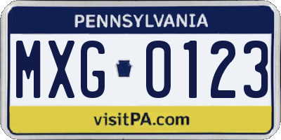 PA license plate MXG0123