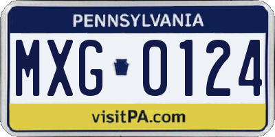 PA license plate MXG0124