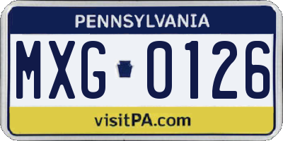 PA license plate MXG0126