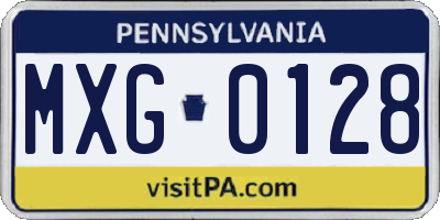 PA license plate MXG0128