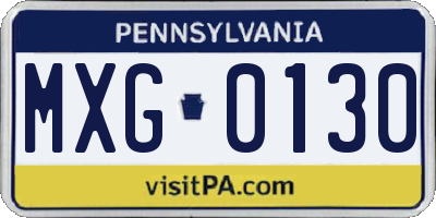 PA license plate MXG0130