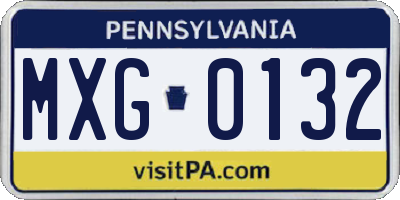 PA license plate MXG0132