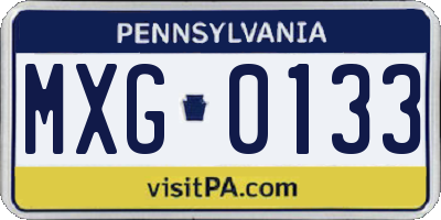 PA license plate MXG0133