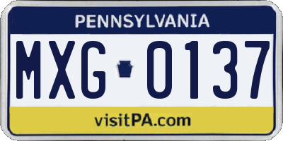 PA license plate MXG0137