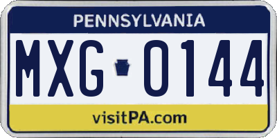 PA license plate MXG0144