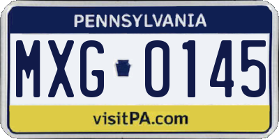 PA license plate MXG0145