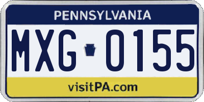 PA license plate MXG0155