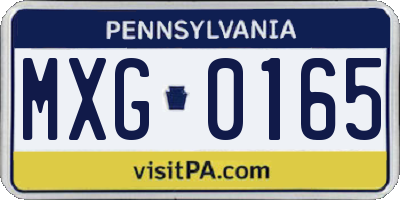 PA license plate MXG0165