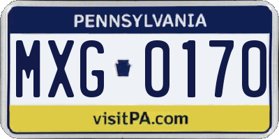 PA license plate MXG0170