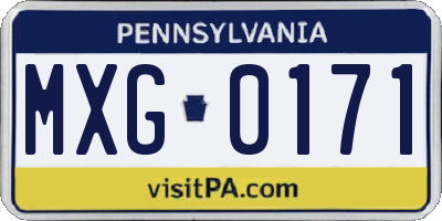 PA license plate MXG0171