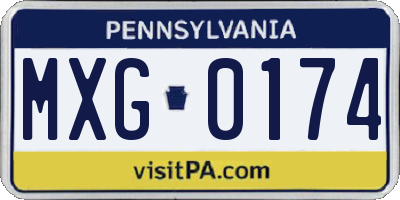 PA license plate MXG0174