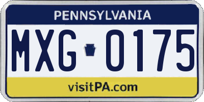 PA license plate MXG0175