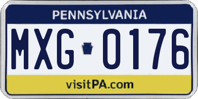 PA license plate MXG0176
